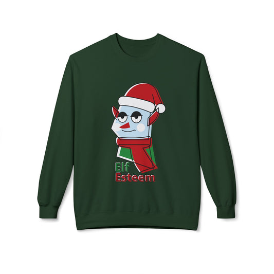 Elf Esteem Crewneck Sweatshirt — Funny Retro Holiday Christmas Sweater Printify