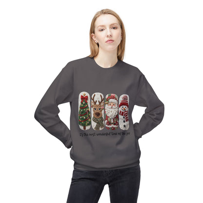 Christmas Crewneck Sweatshirt — Festive Tree Reindeer Santa Snowman Design Printify