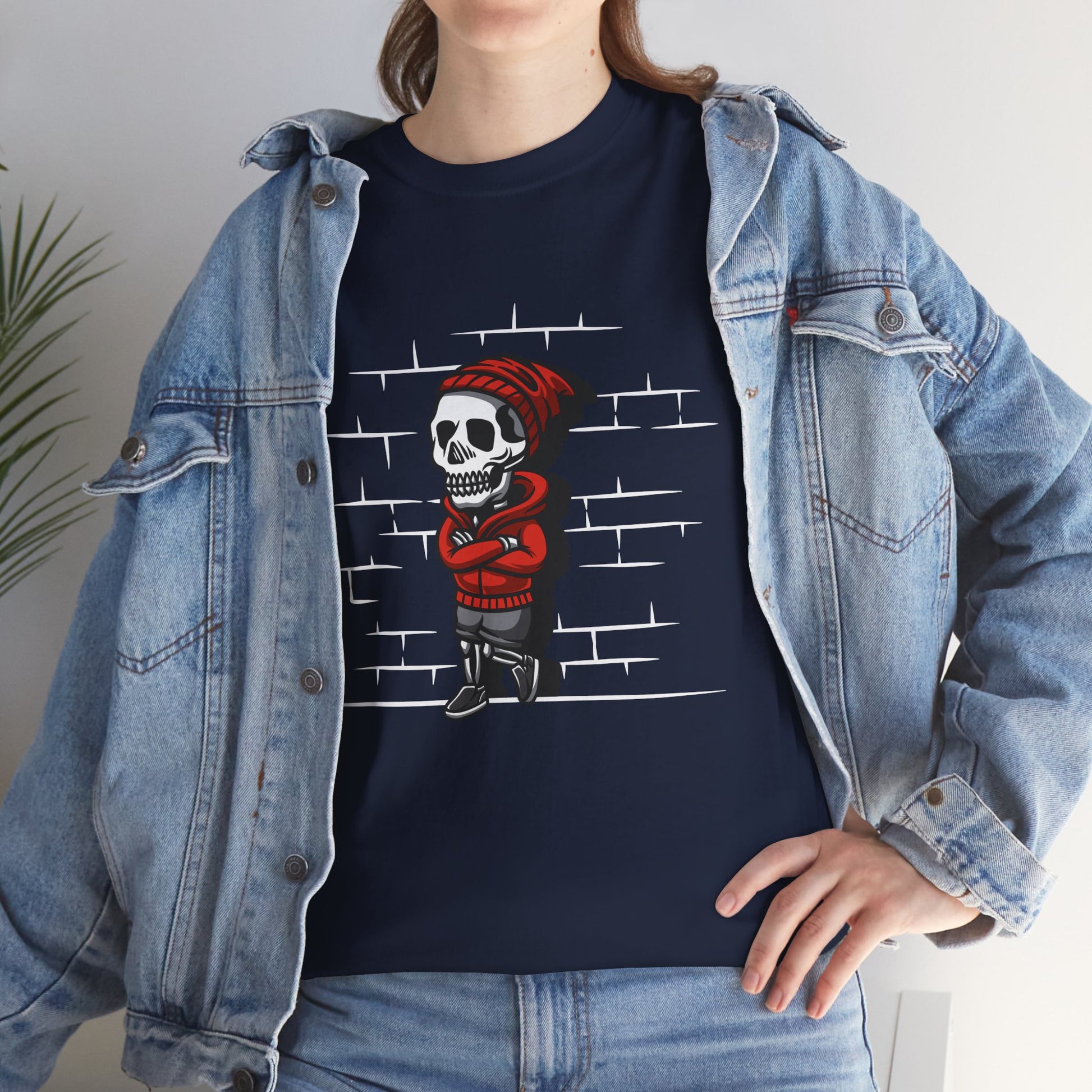 Skeleton Against the Wall T-Shirt Printify