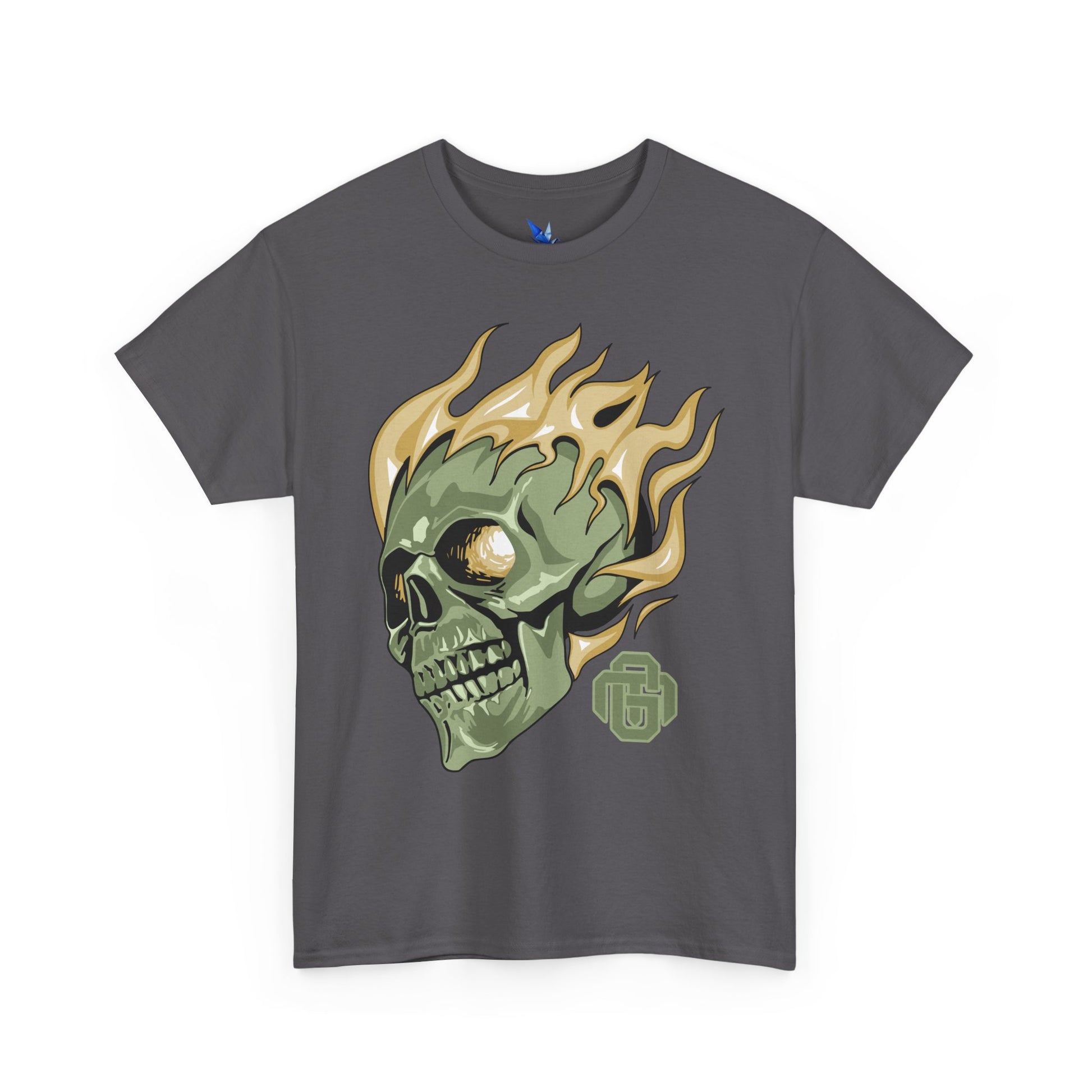 Flaming Green Skull Tee — Edgy Horror Graphic T-Shirt Printify