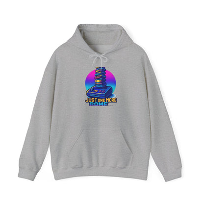 Gamer Stack Hoodie — "Just One More Game" Retro Gaming Pullover Hoodie Printify