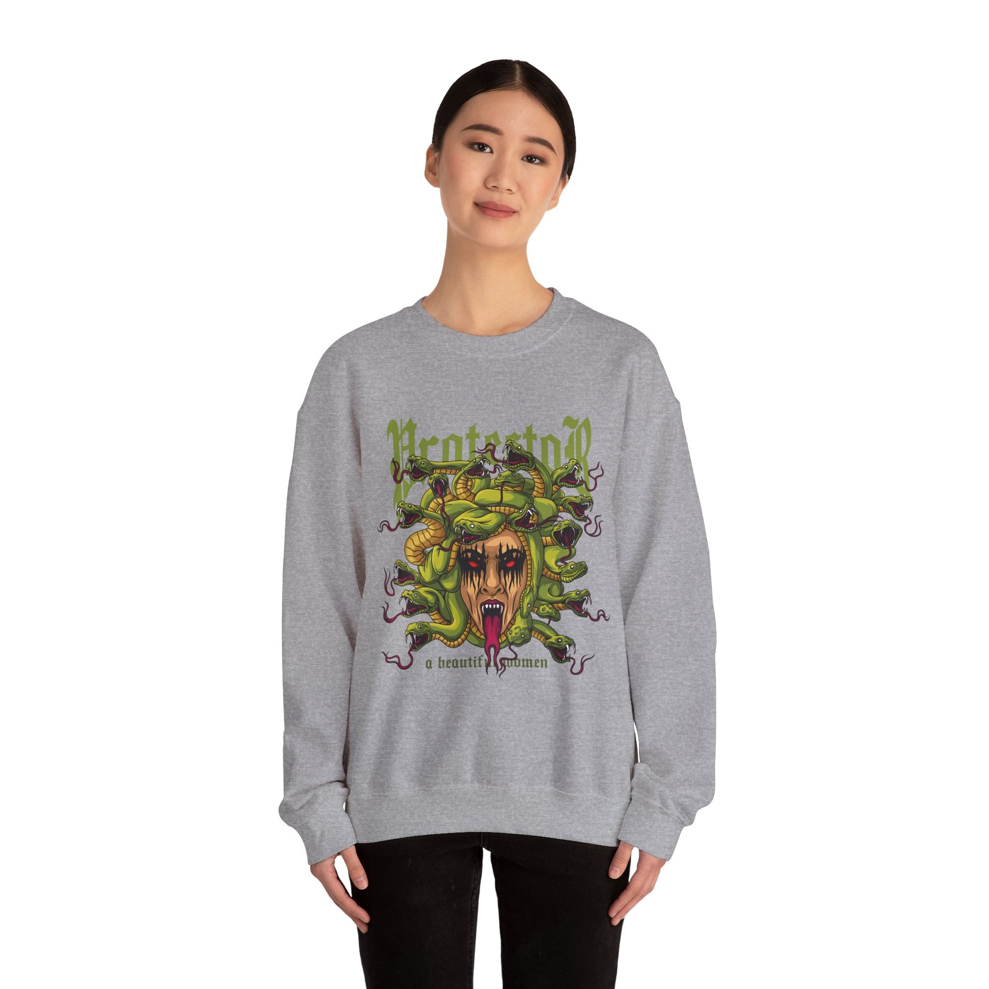 Medusa Graphic Sweatshirt — 'Protestor' Horror Myth Printify