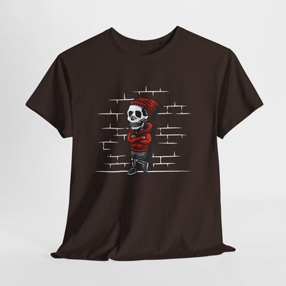 Skeleton Against the Wall T-Shirt Printify