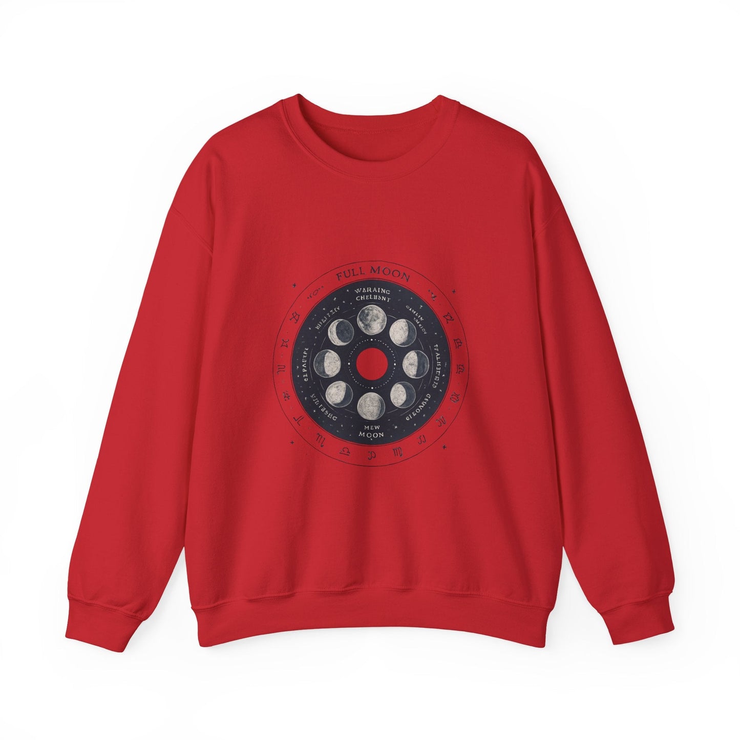 Moon Phase Crewneck Sweatshirt — Full Moon Diagram Graphic Printify