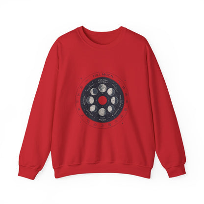 Moon Phase Crewneck Sweatshirt — Full Moon Diagram Graphic Printify