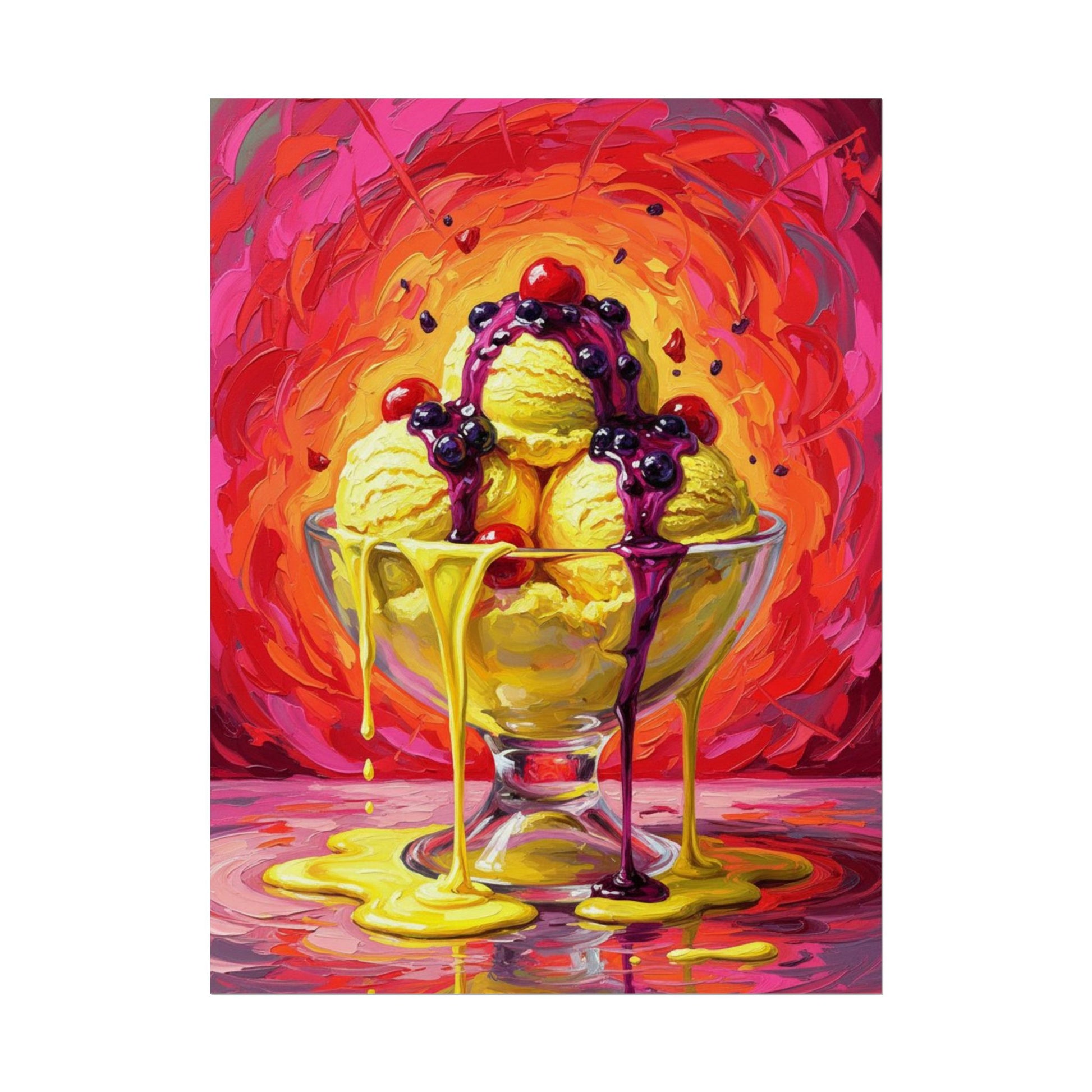 Ice Cream Sundae Poster — Vibrant Melting Dessert Wall Art Printify