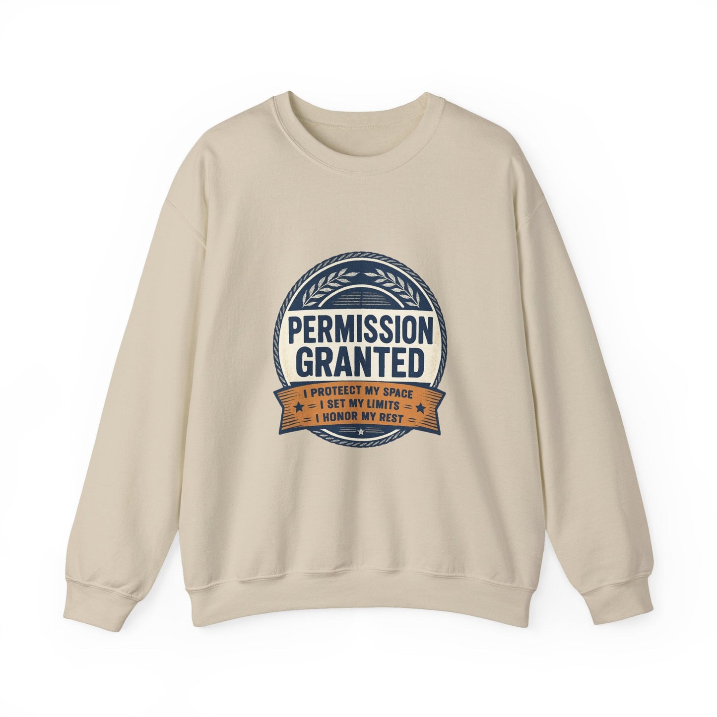 Permission Granted Sweatshirt – Inspirational Self-Care Crewneck Printify