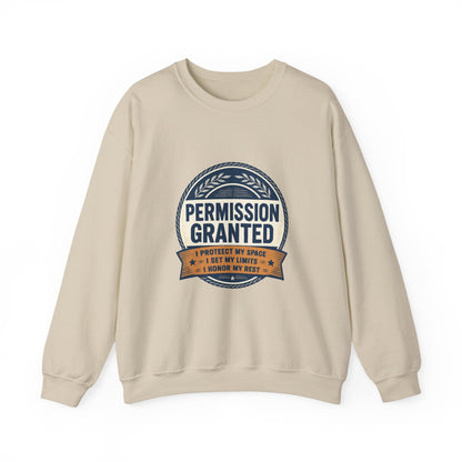 Permission Granted Sweatshirt – Inspirational Self-Care Crewneck Printify