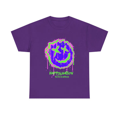 Tee — Neon Drip Smiley "Happynation Toxicated" Graphic T-shirt Printify