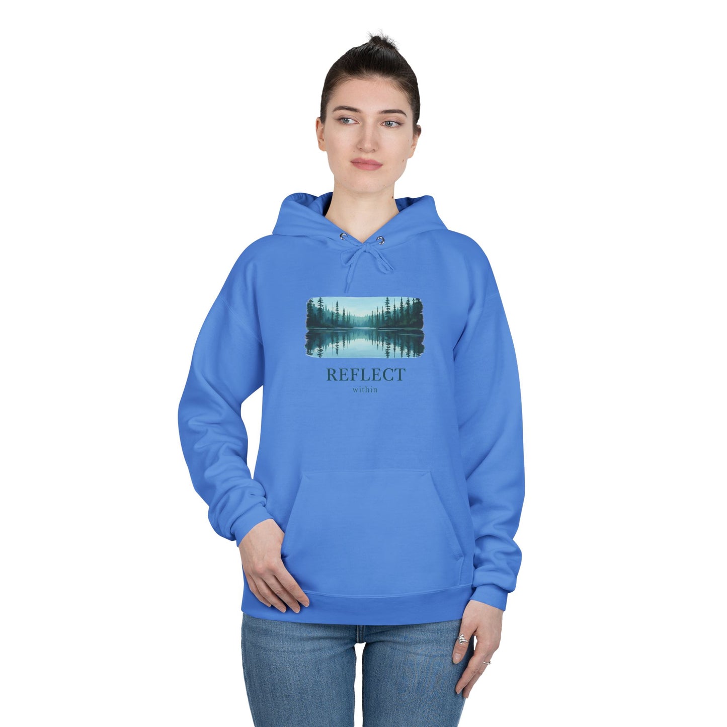 Reflect Lake Hoodie — Tranquil Forest Landscape Pullover Printify