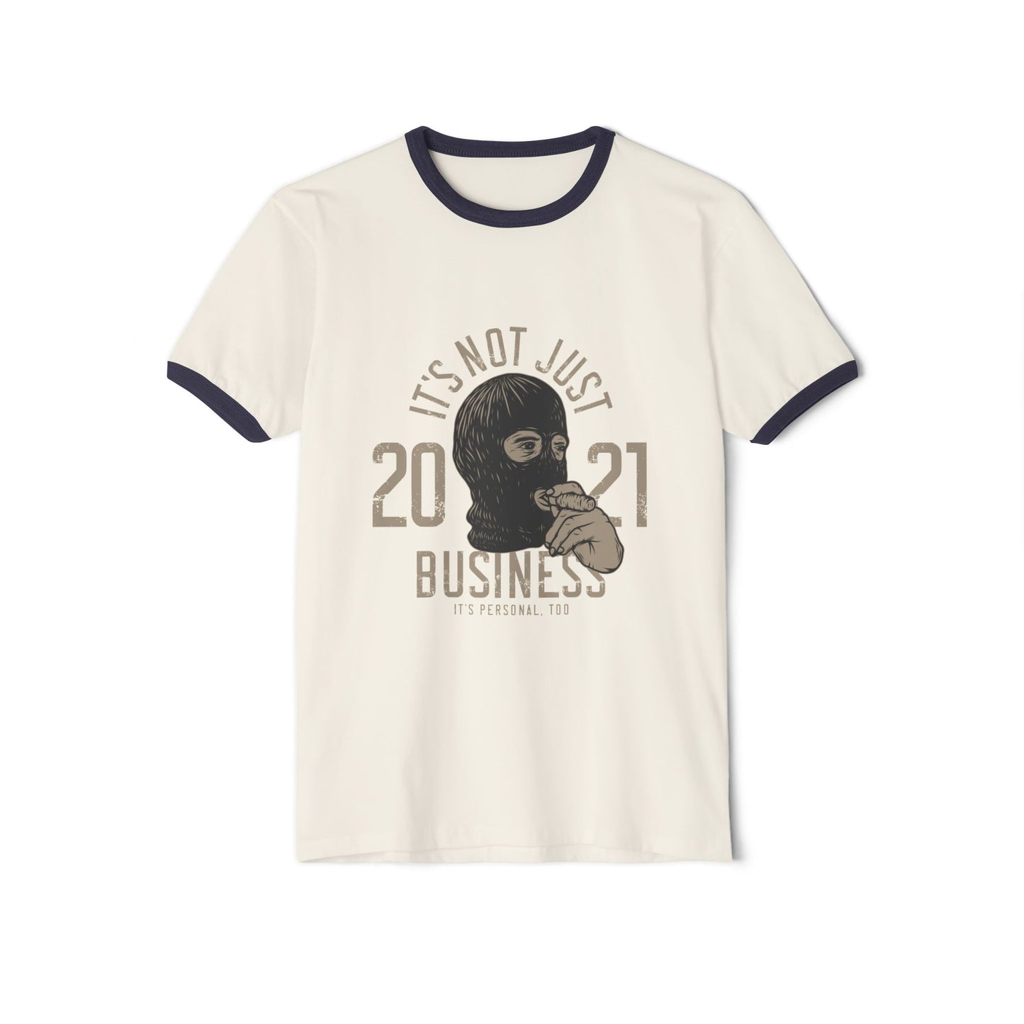 Ringer T-Shirt — Vintage Ski Mask Graphic Printify