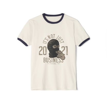 Ringer T-Shirt — Vintage Ski Mask Graphic Printify