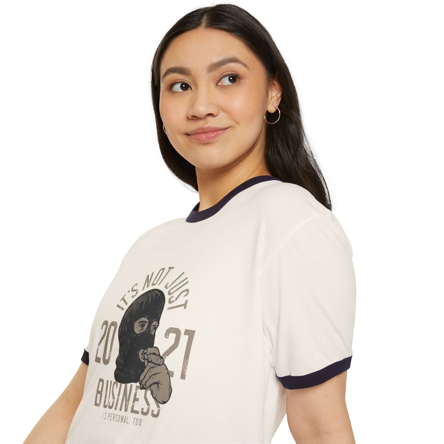 Ringer T-Shirt — Vintage Ski Mask Graphic Printify