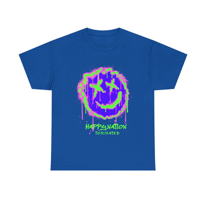 Tee — Neon Drip Smiley "Happynation Toxicated" Graphic T-shirt Printify