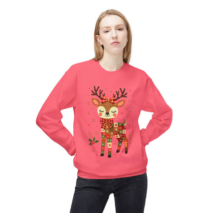 Christmas Patchwork Reindeer Sweatshirt Printify
