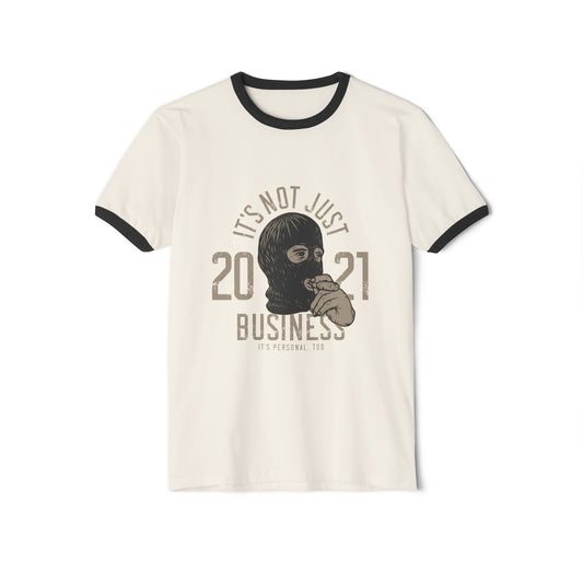 Ringer T-Shirt — Vintage Ski Mask Graphic Printify