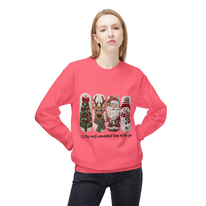 Christmas Crewneck Sweatshirt — Festive Tree Reindeer Santa Snowman Design Printify