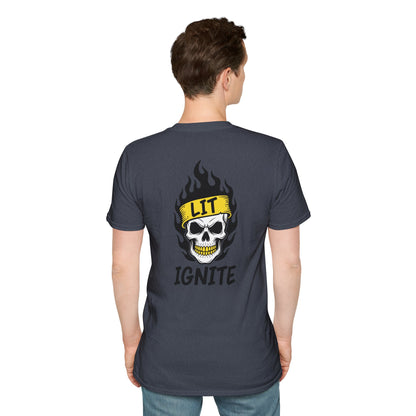 Ignite Skull T-Shirt — 'Ignite' Text & Flaming Skull 'LIT' Graphic Printify