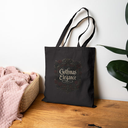 Gothmas Elegance Tote Bag — Gothic Holiday Canvas Shopper - Bluebird Origami