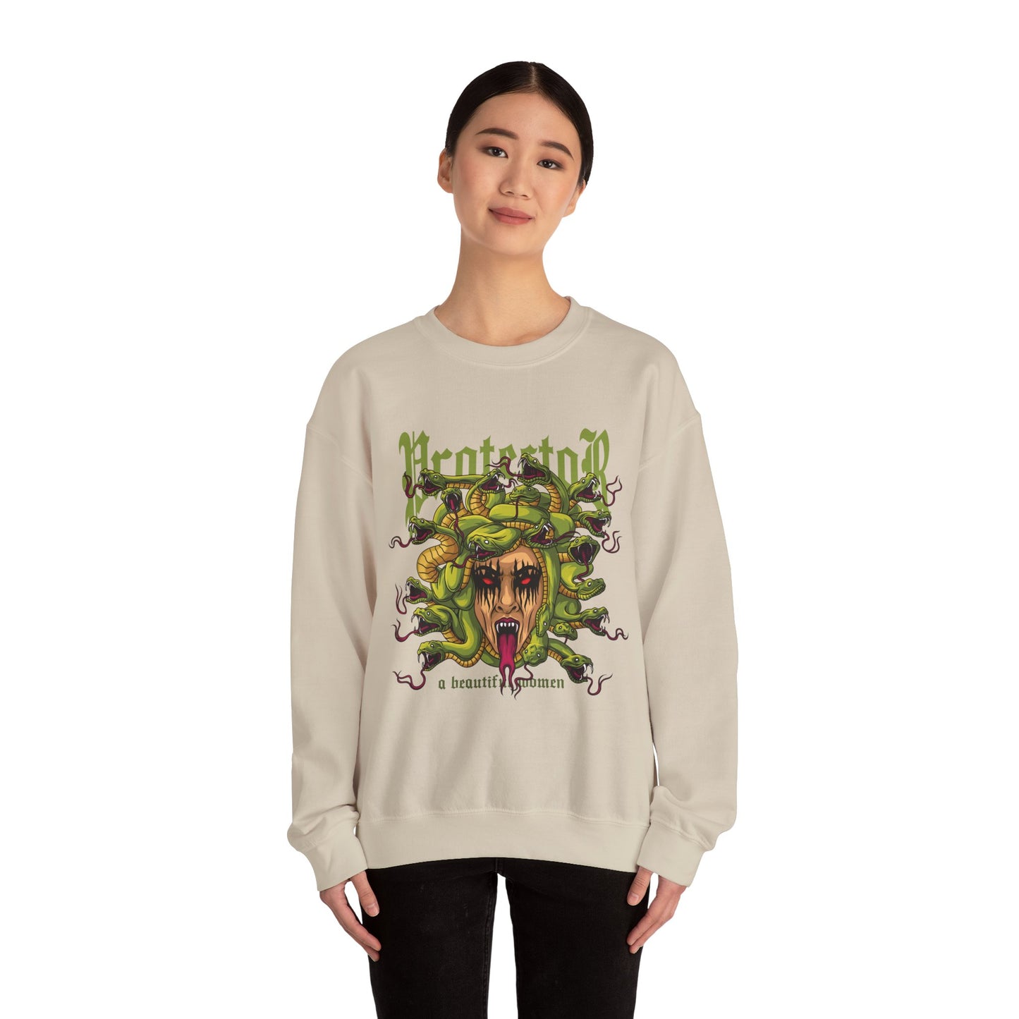 Medusa Graphic Sweatshirt — 'Protestor' Horror Myth Printify