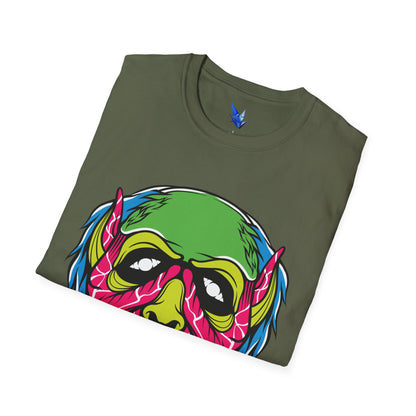Horror Neon Zombie Skull T-Shirt Printify