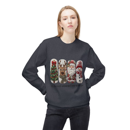Christmas Crewneck Sweatshirt — Festive Tree Reindeer Santa Snowman Design Printify