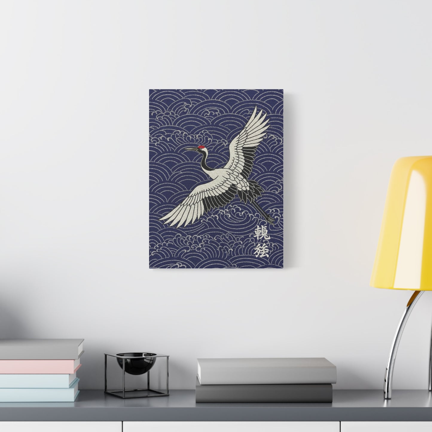 Zen Crane Canvas Wall Art – Japanese Wave Matte Stretched Canvas Printify