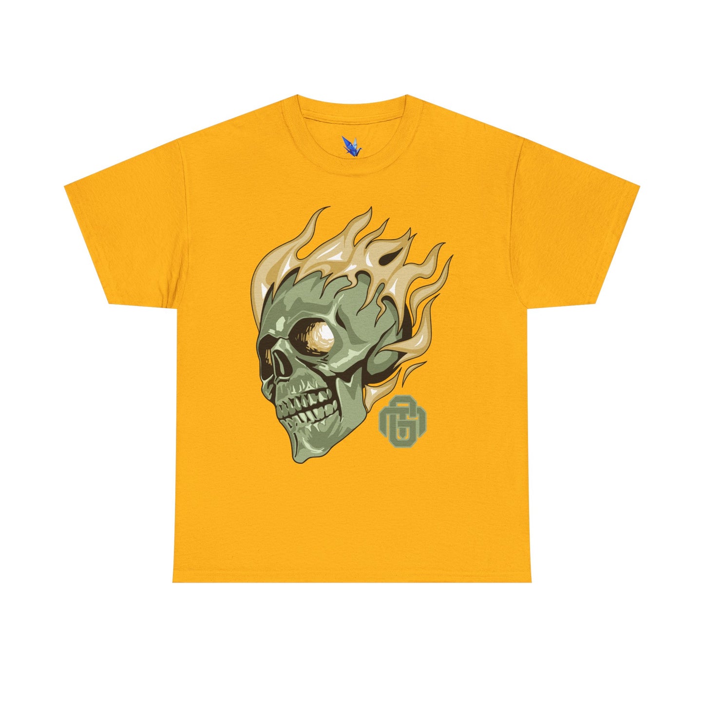Flaming Green Skull Tee — Edgy Horror Graphic T-Shirt Printify