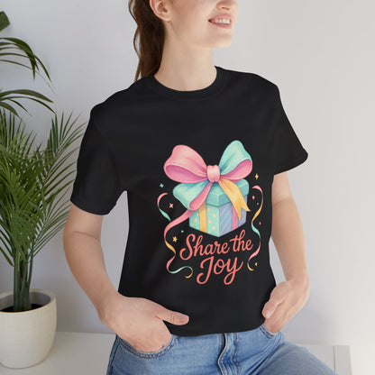 Share the Joy Gift Tee — Pastel Present Graphic T-Shirt Printify