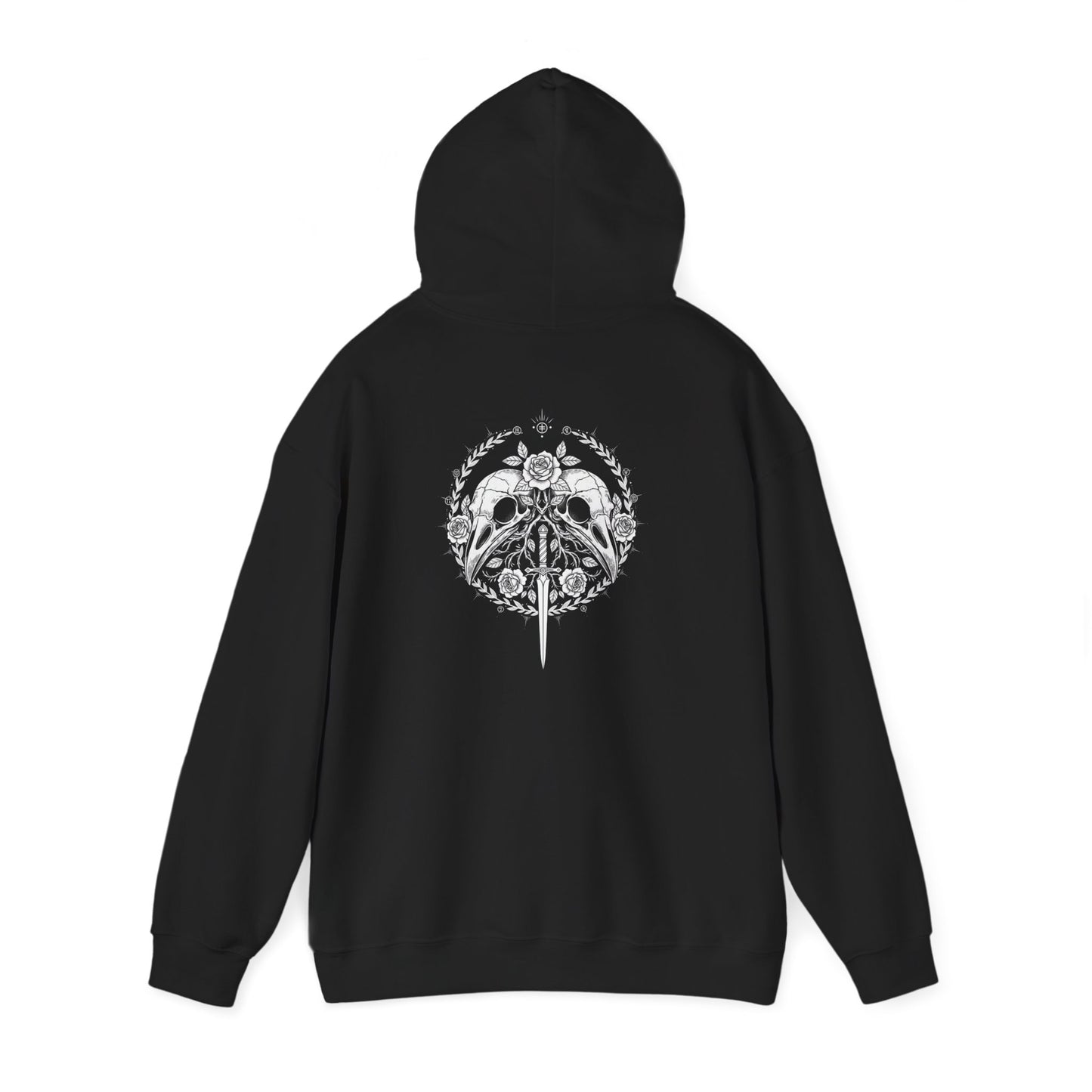 Sword Crest Hoodie — Gothic Floral Sword Graphic Printify