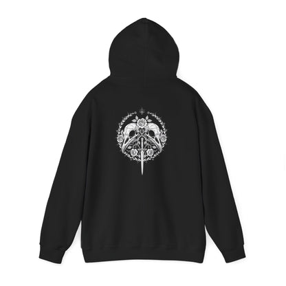 Sword Crest Hoodie — Gothic Floral Sword Graphic Printify