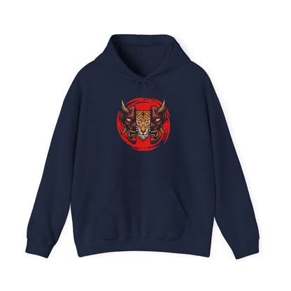 Tiger Demon Hoodie – Red Circle Oni Mask Graphic Printify