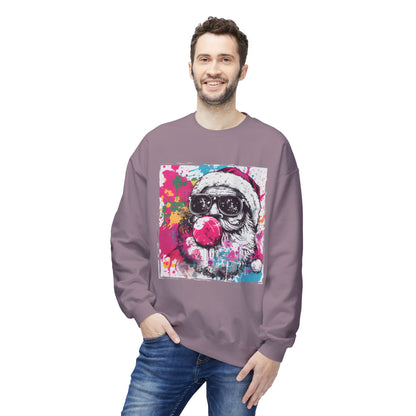 Skull Santa Bubblegum Sweatshirt – Colorful Holiday Graphic Crewneck Printify