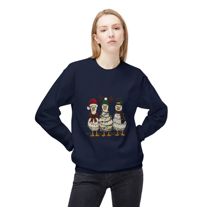 Christmas Duck Family Sweatshirt — Festive Holiday Trio Crewneck Printify