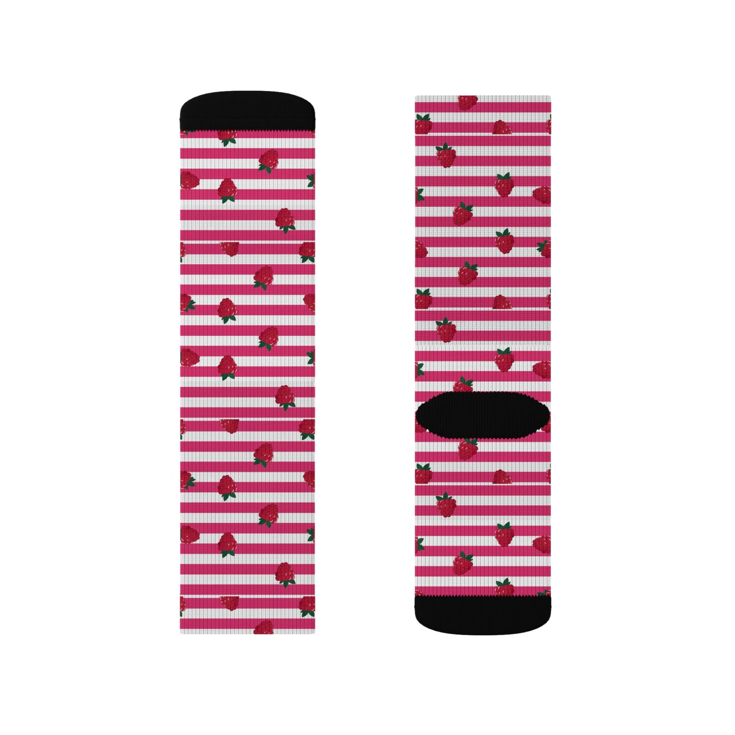 Heart Stripe Socks — Pink Valentine Sublimation Crew Socks Printify