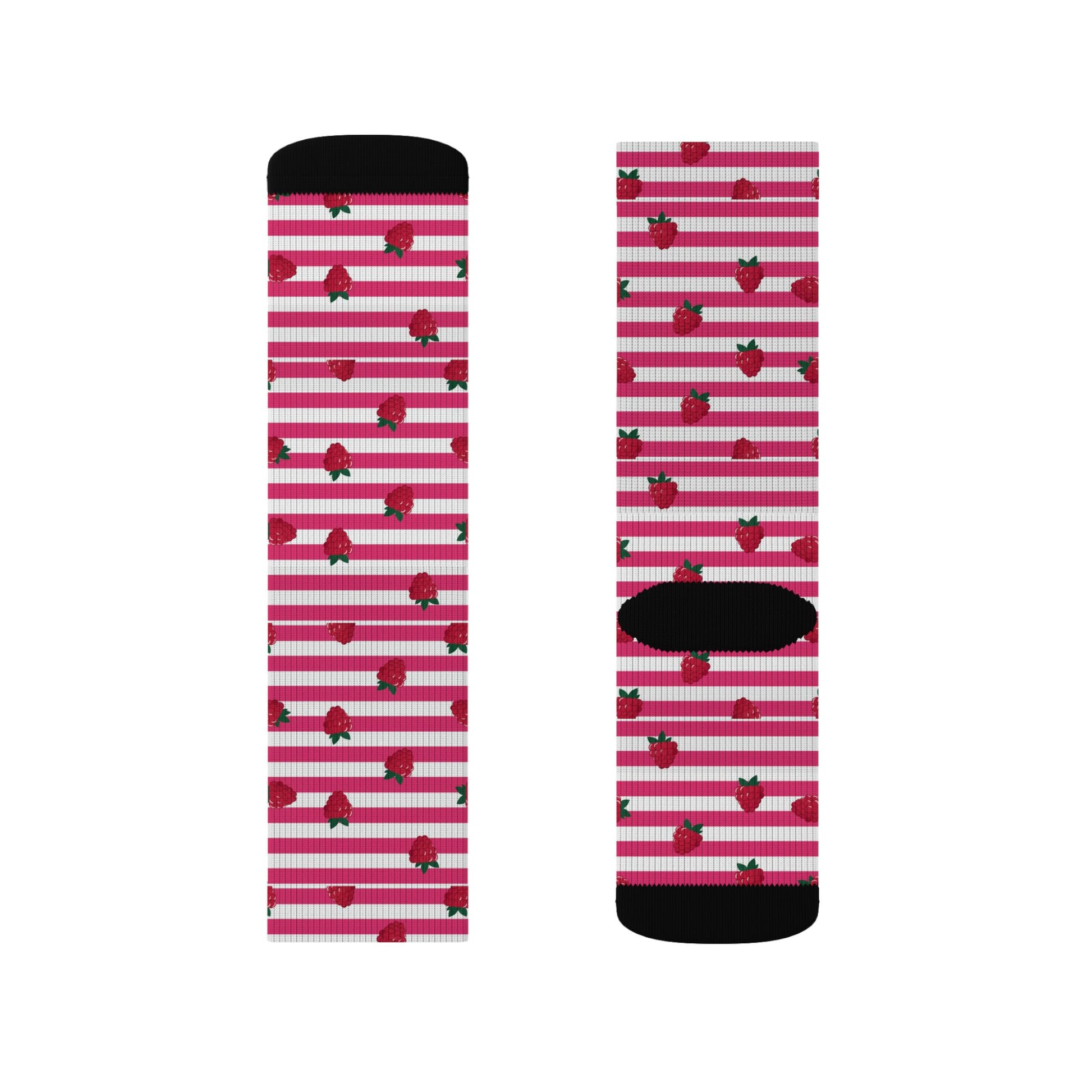 Heart Stripe Socks — Pink Valentine Sublimation Crew Socks Printify