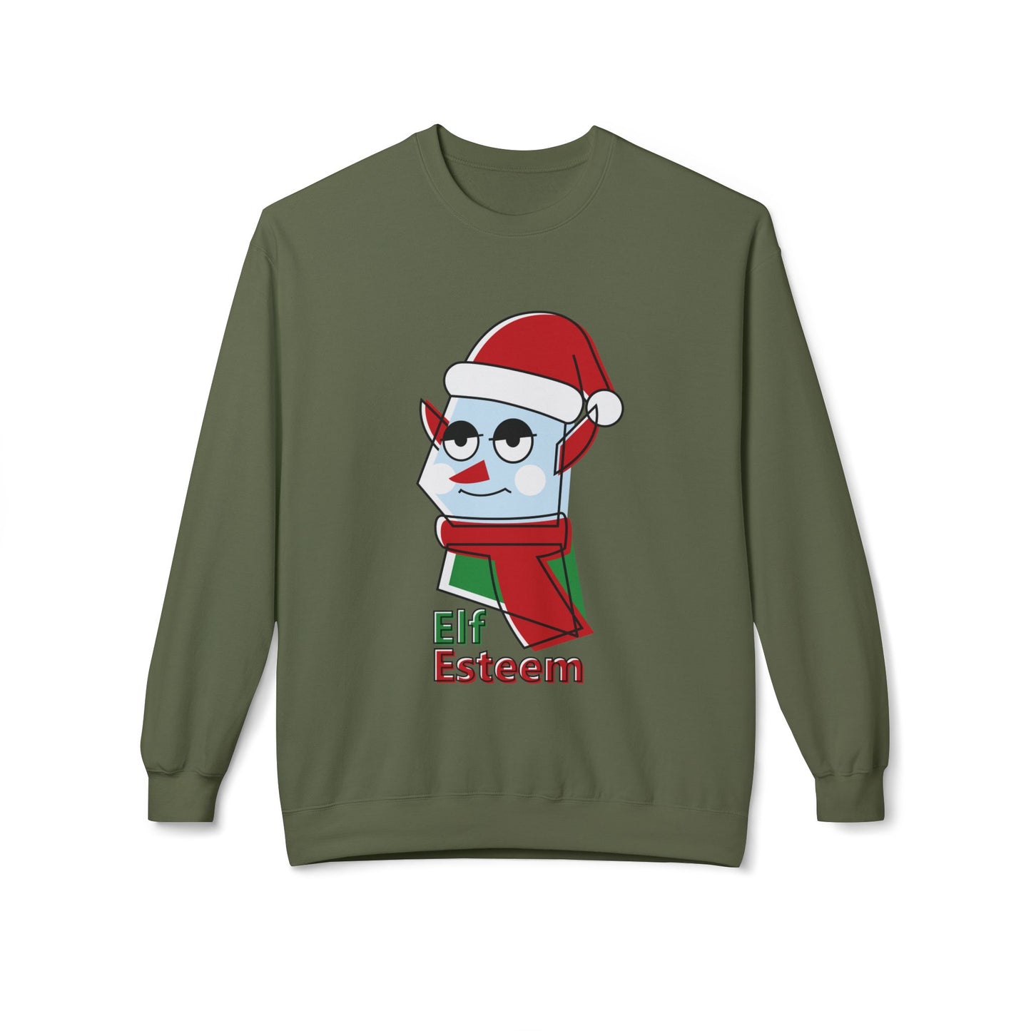 Elf Esteem Crewneck Sweatshirt — Funny Retro Holiday Christmas Sweater Printify
