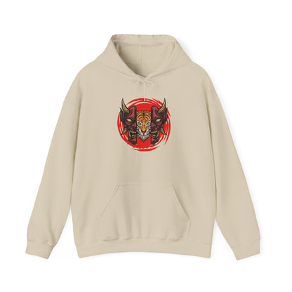 Tiger Demon Hoodie – Red Circle Oni Mask Graphic Printify