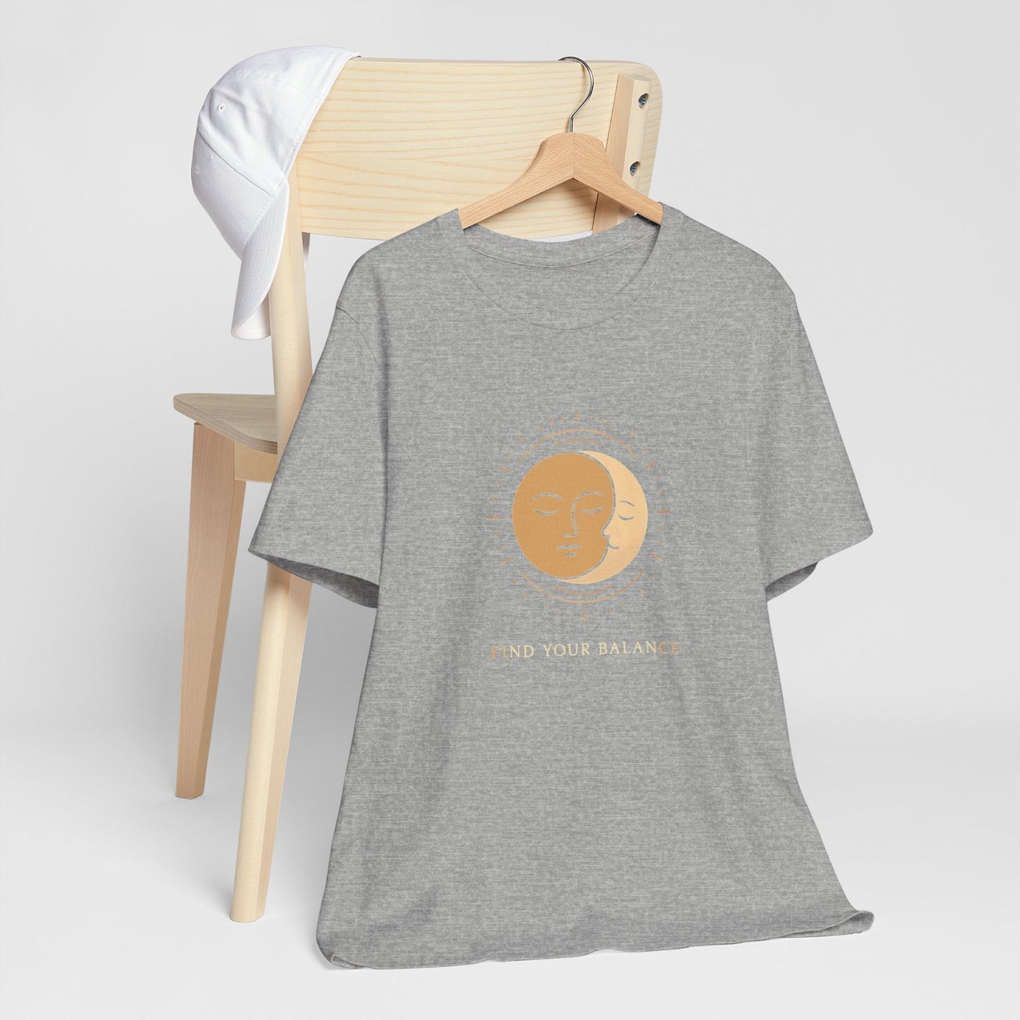 Sun & Moon Minimalist Tee — Celestial Face Graphic T-Shirt Printify