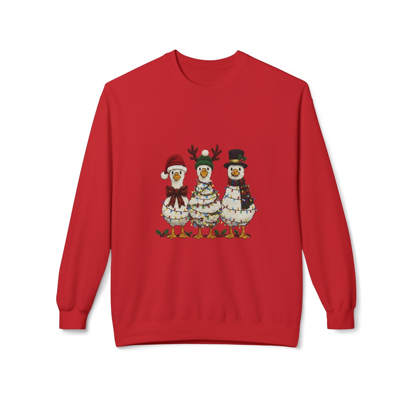 Christmas Duck Family Sweatshirt — Festive Holiday Trio Crewneck Printify