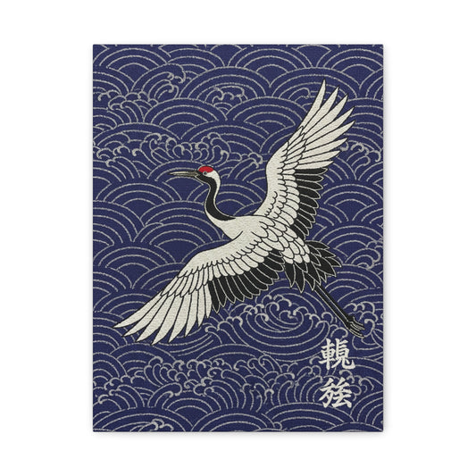 Zen Crane Canvas Wall Art – Japanese Wave Matte Stretched Canvas Printify