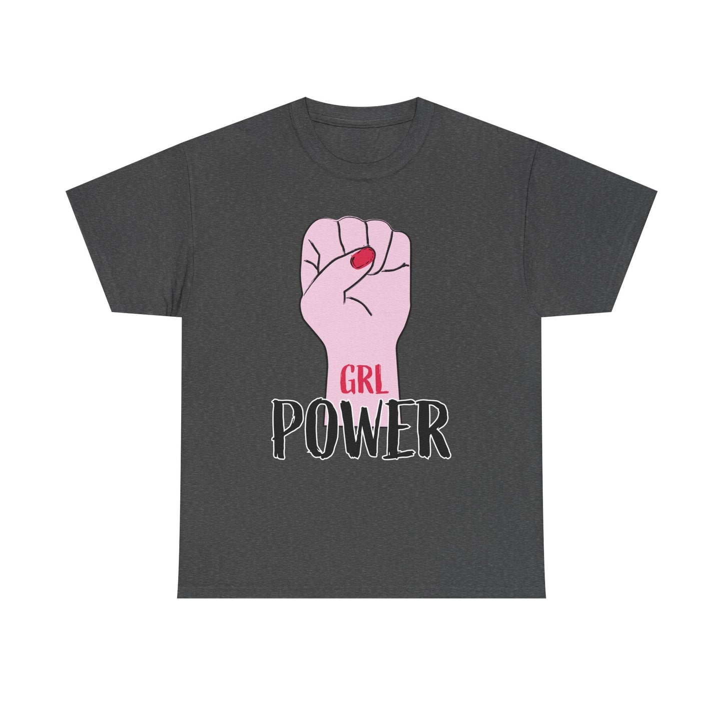 Girl Power T-Shirt — Feminist Raised Fist Tee (Pink Nail Design) Printify