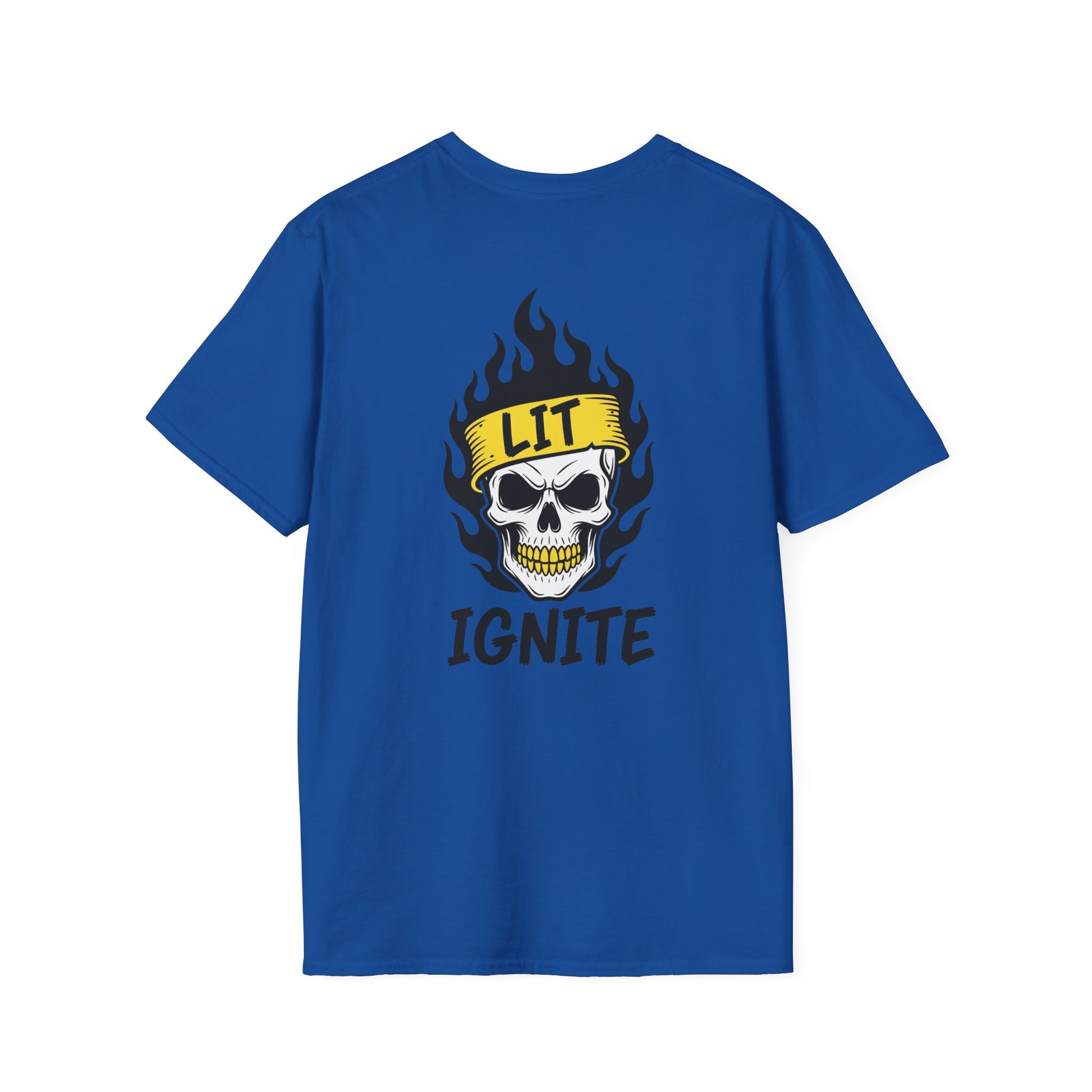 Ignite Skull T-Shirt — 'Ignite' Text & Flaming Skull 'LIT' Graphic Printify
