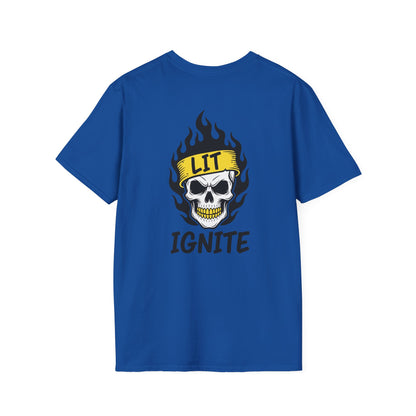 Ignite Skull T-Shirt — 'Ignite' Text & Flaming Skull 'LIT' Graphic Printify