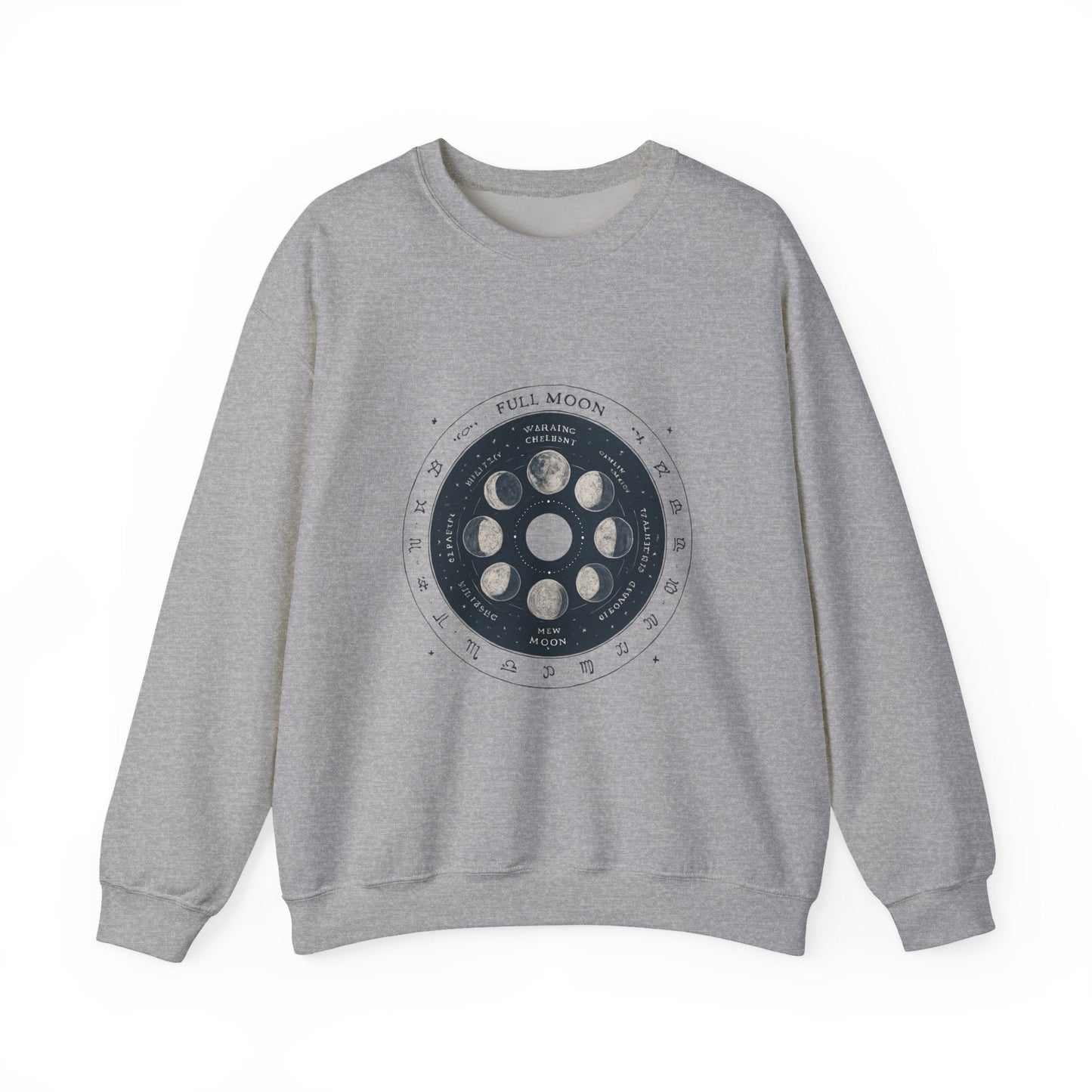 Moon Phase Crewneck Sweatshirt — Full Moon Diagram Graphic Printify