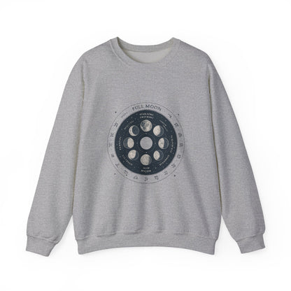 Moon Phase Crewneck Sweatshirt — Full Moon Diagram Graphic Printify