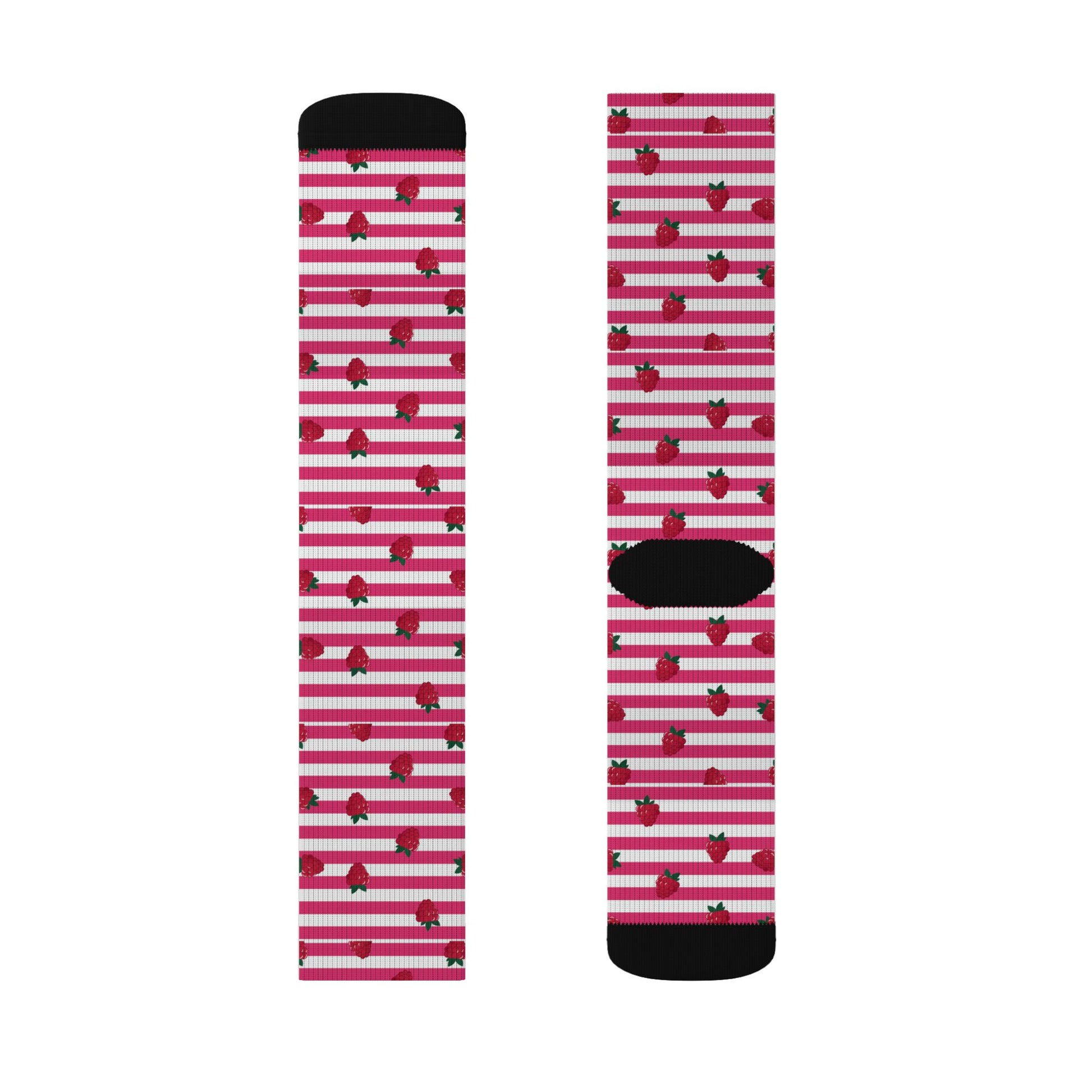 Heart Stripe Socks — Pink Valentine Sublimation Crew Socks Printify