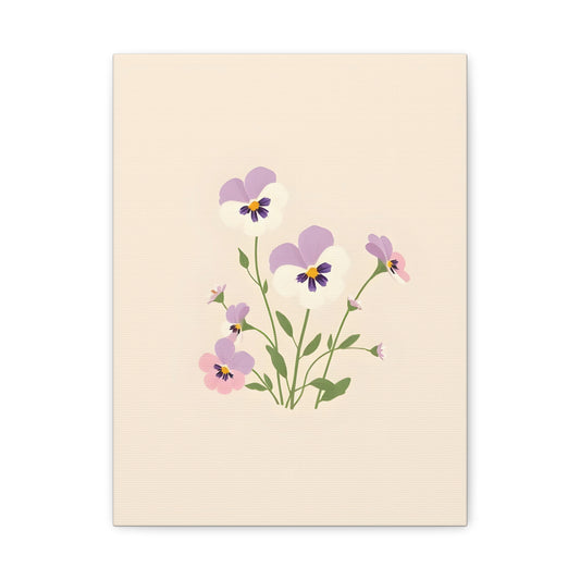 Pansy Bouquet Matte Canvas Print — Floral Wall Art for Living Room & Bedroom Printify