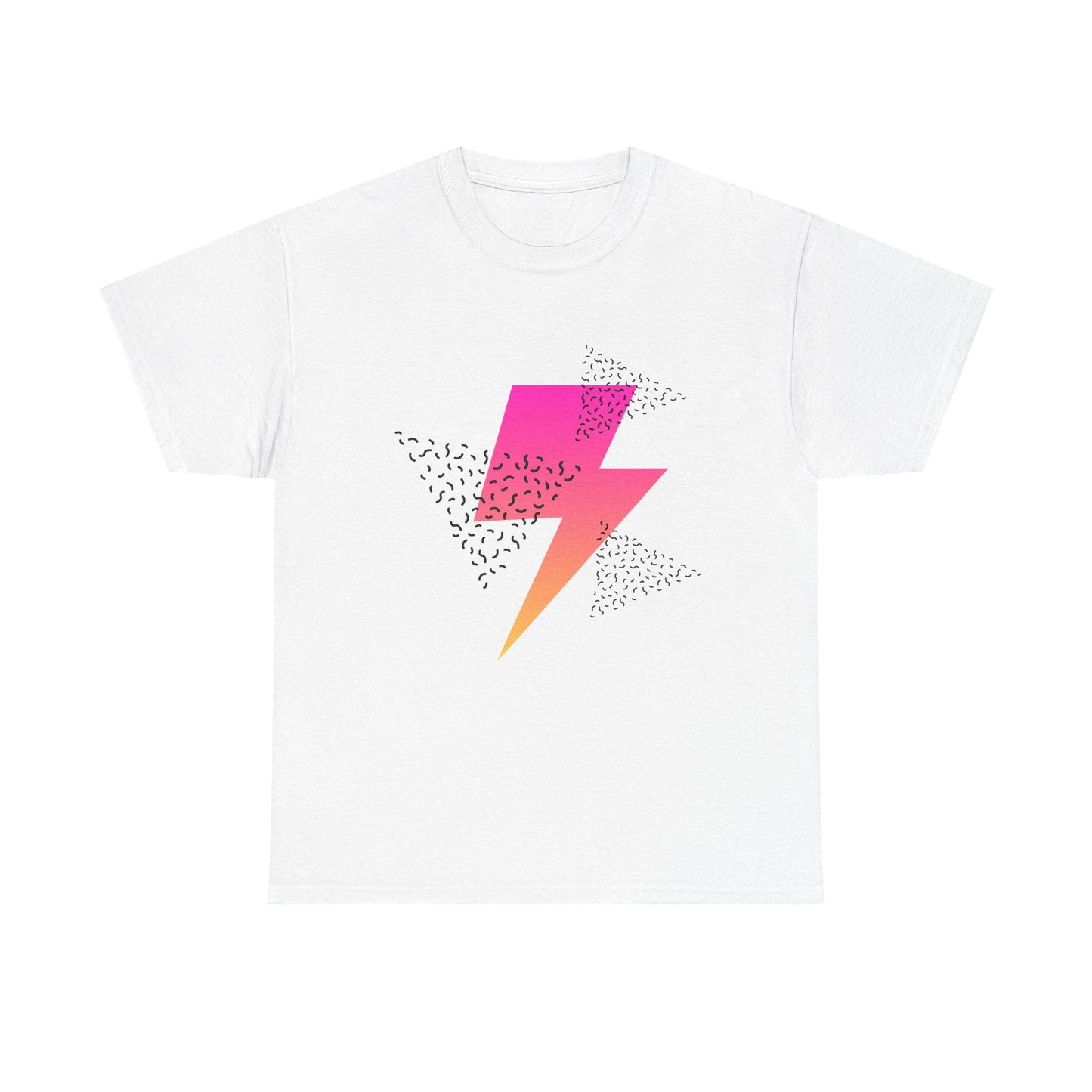 Lightning Bolt Graphic Tee — Retro Pink & Orange Gradient Storm T-Shirt Printify