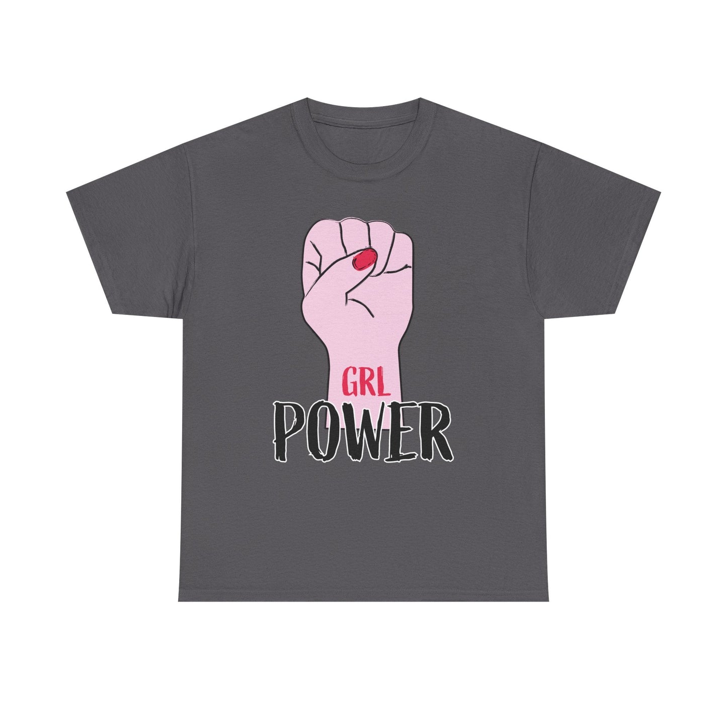 Girl Power T-Shirt — Feminist Raised Fist Tee (Pink Nail Design) Printify